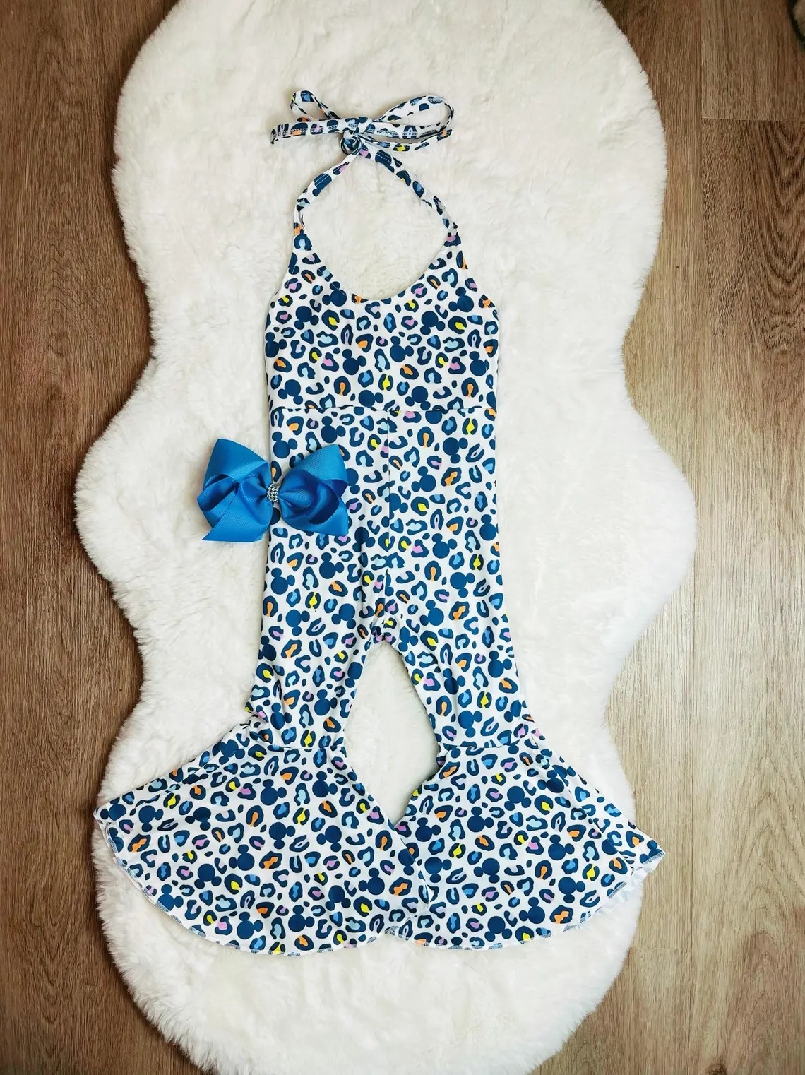 preorder SR2115 colorful leopard blue girls jumpsuits