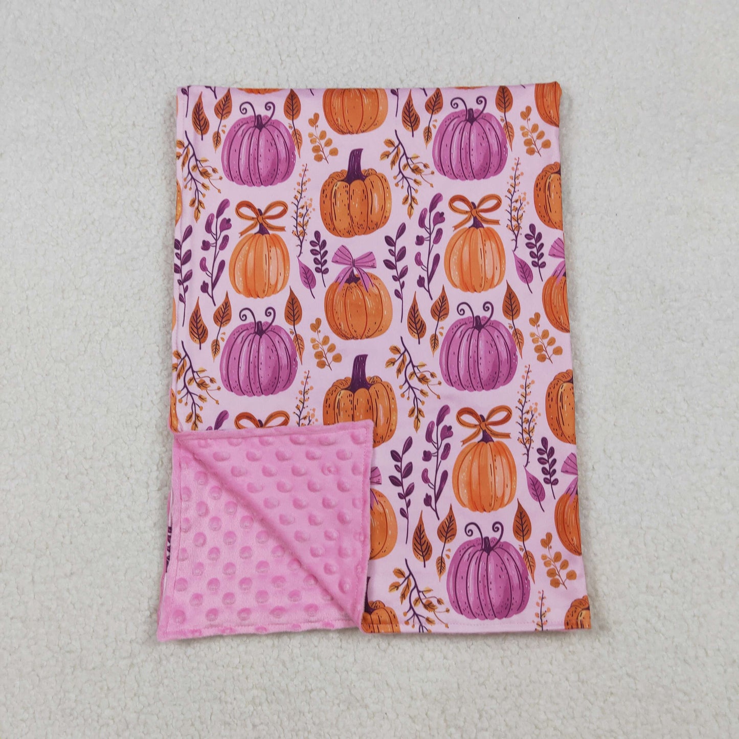 BL0216 we wear pink/purple pumpkin bows baby blanket