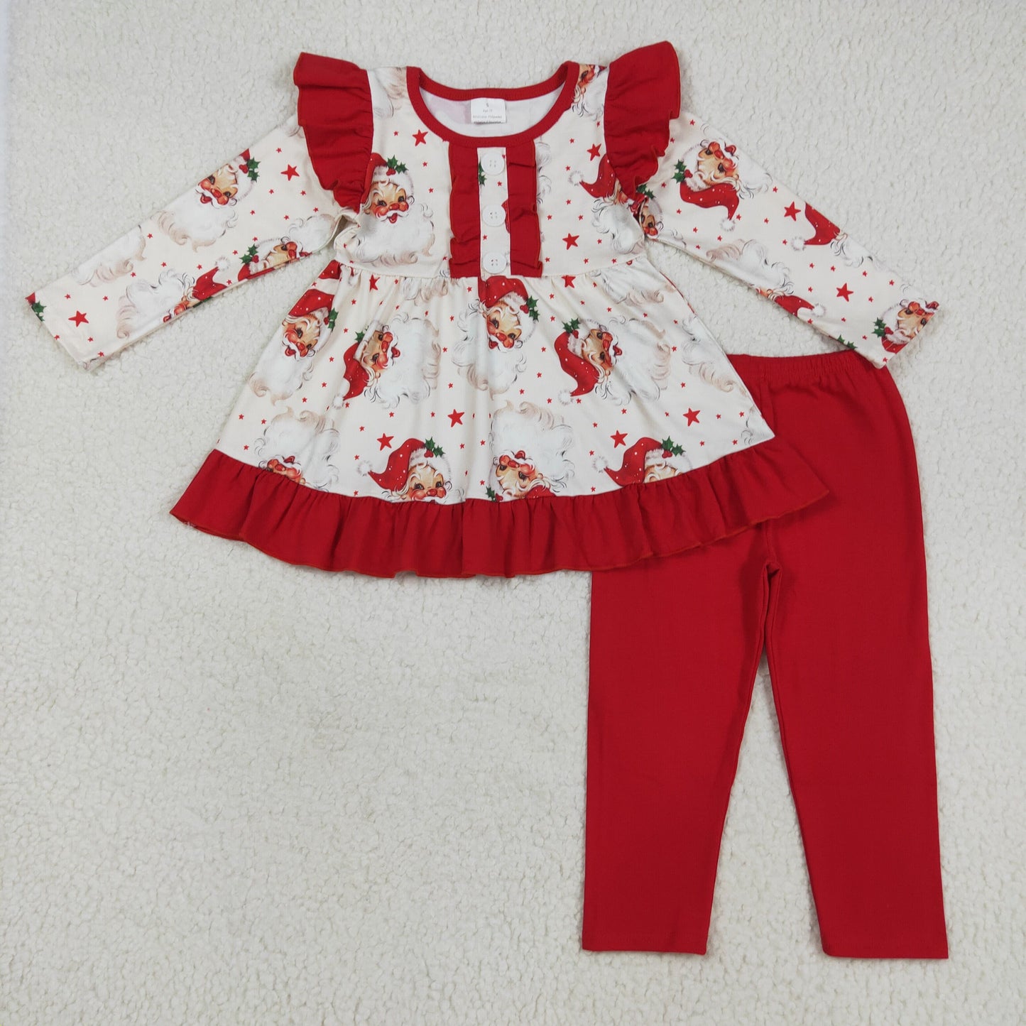 GLP2558 Christmas Santa long sleeve red pants girls set