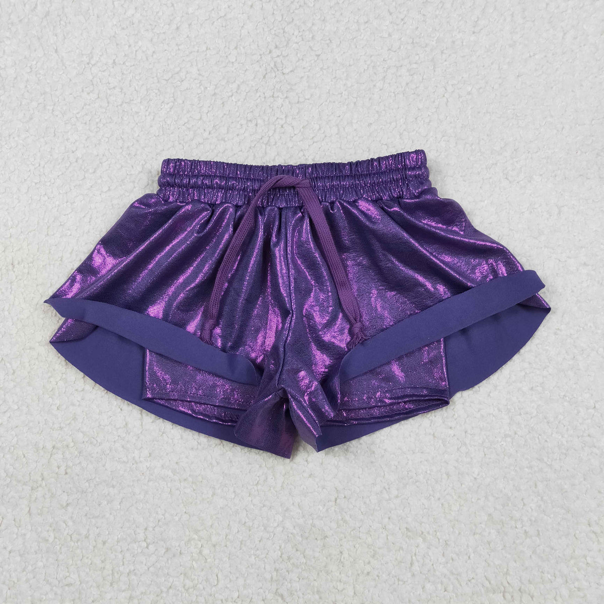 SS0686 Purple Leather Girls Shorts