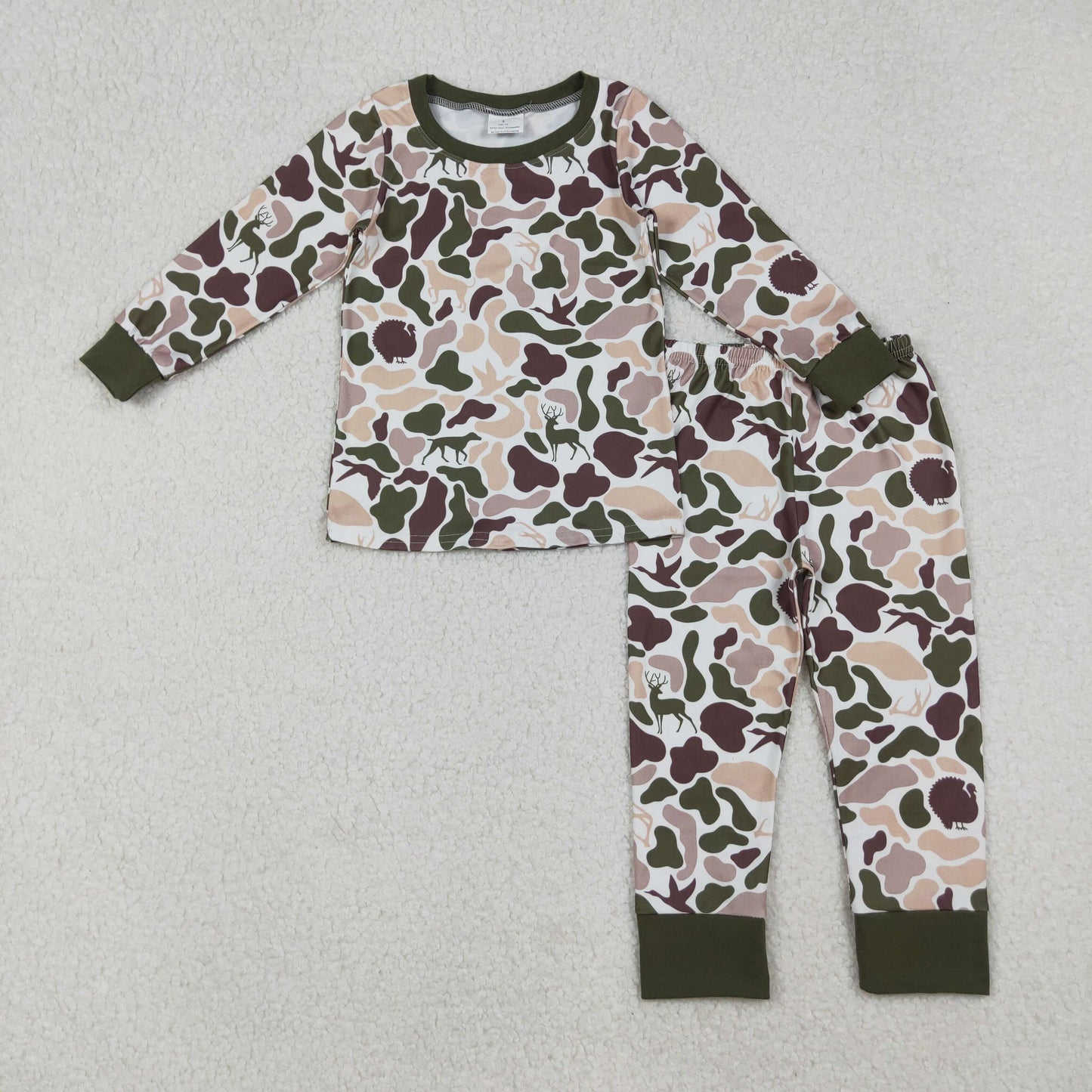 BLP1234 hunting camo mallard turkey deer long sleeve pants boys pajamas