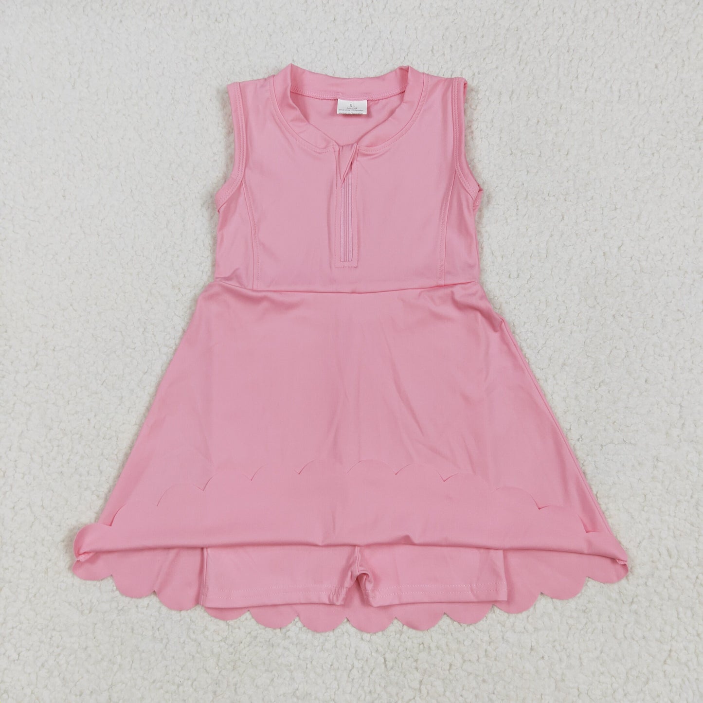 GSD2087 yoga hot pink zipper sleeveless with shorts girls dress