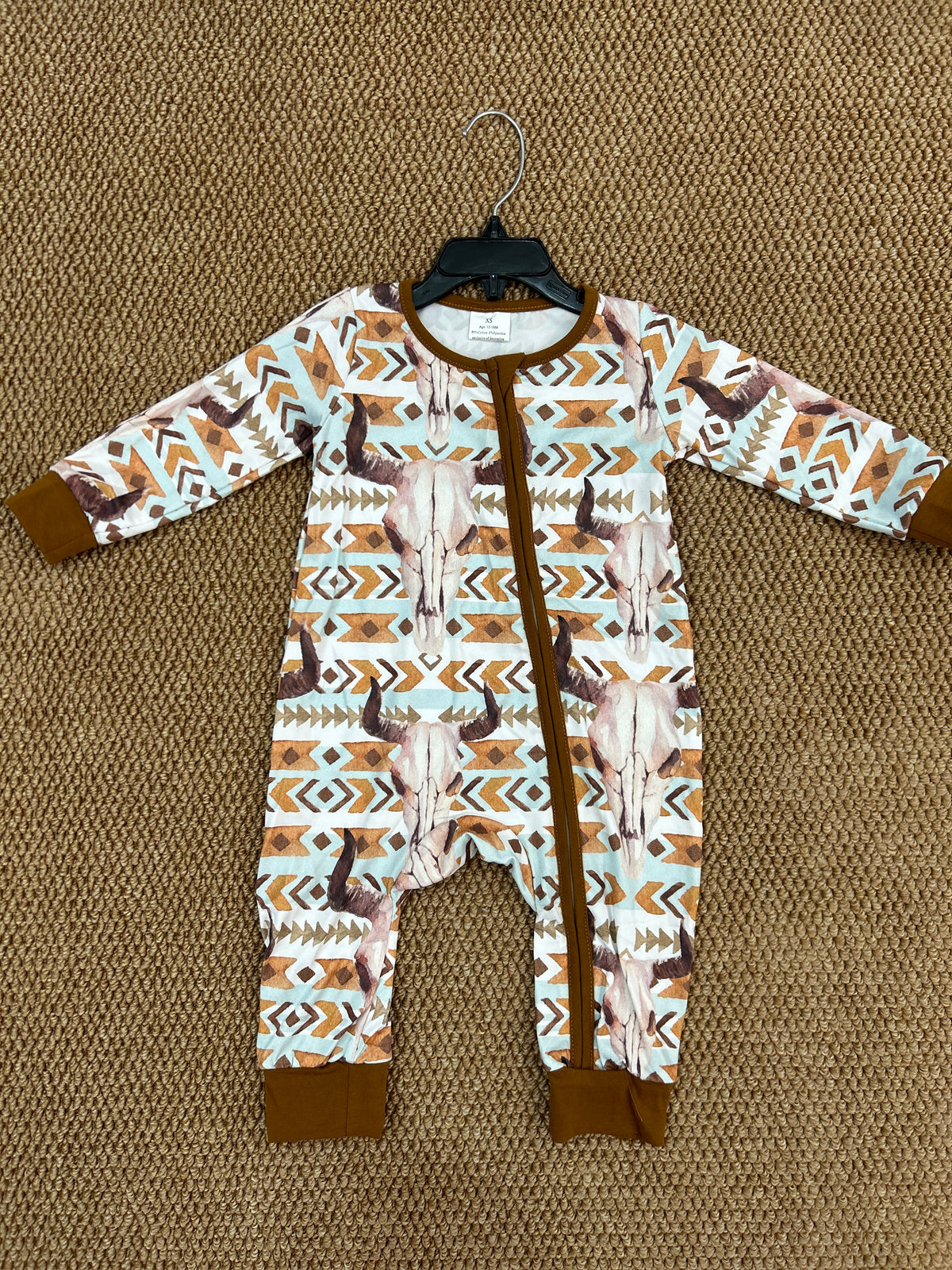 Western cowboy baby boy zipper romper RTS sibling clothes