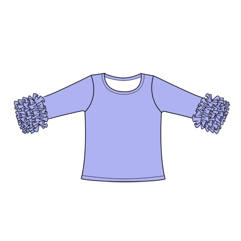 Custom style cornflower color ruffles girls top