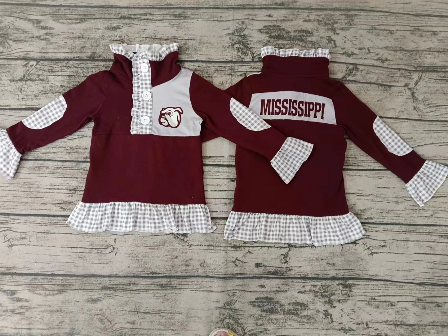 custom S 10.24 maroon long sleeve girls pullover