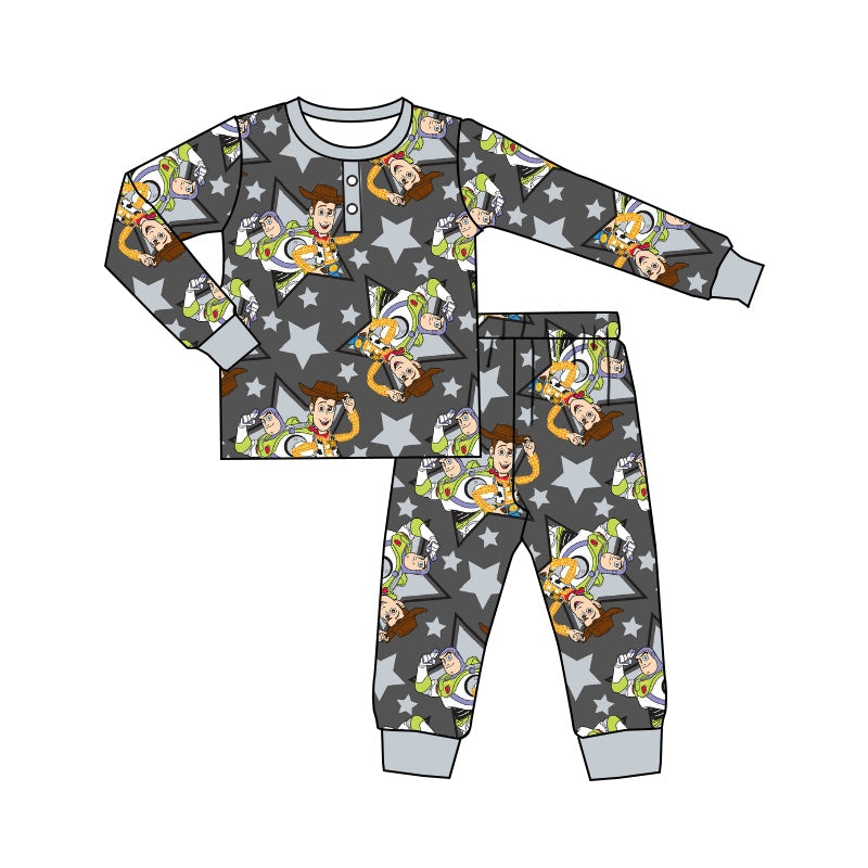 custom S 8.24 cartoon toy black long sleeve pants boys pajamas
