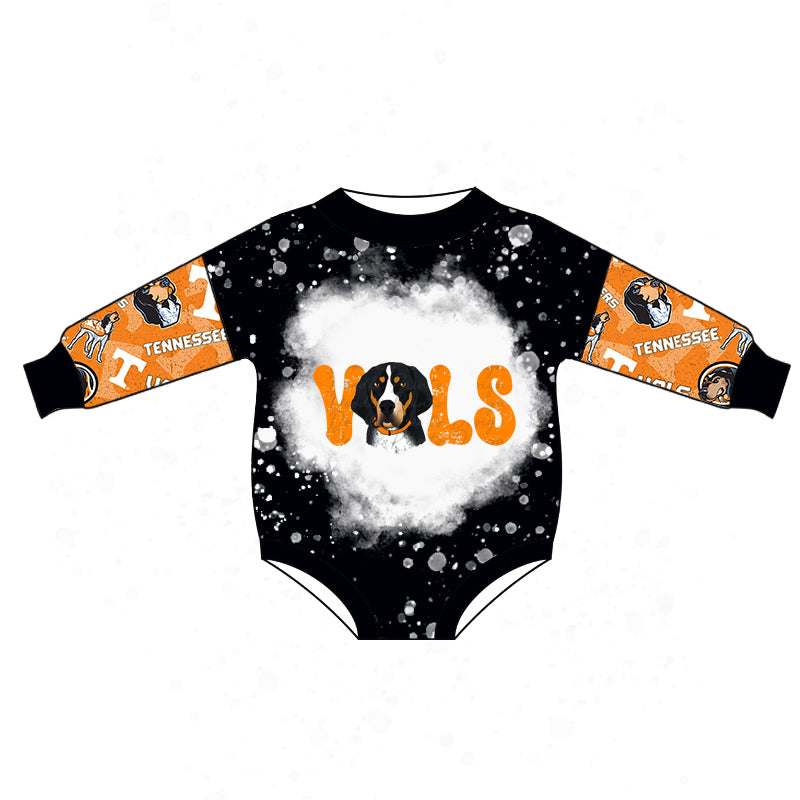 custom Black & orange long sleeve kids romper