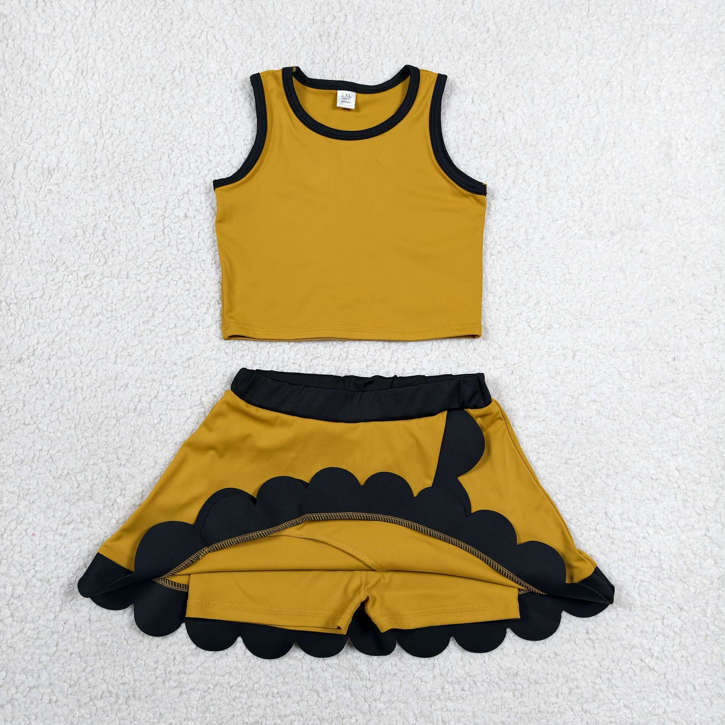 GSD4099 Yoga Golden Scallop Sleeveless Skorts Girls Set