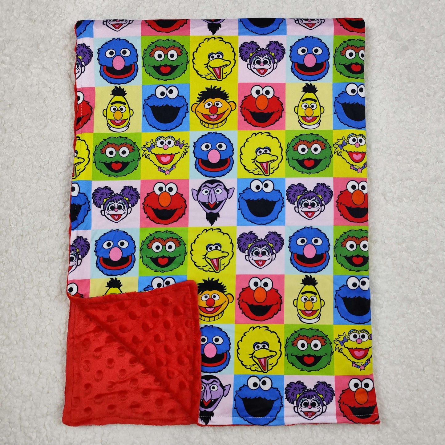 BL0196 baby blanket cartoon checkered red blanket
