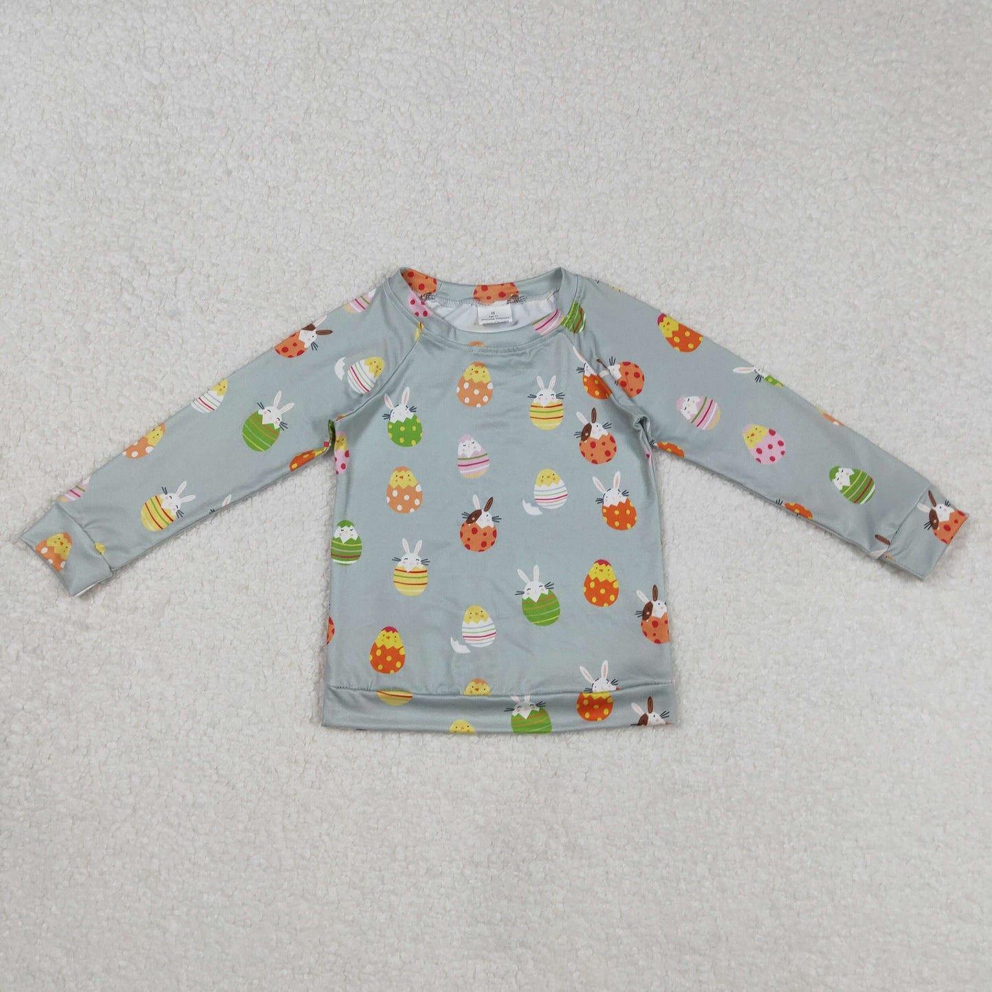 BT1137 Easter Bunny Rabbit Egg Blue Long Sleeve Boys Top
