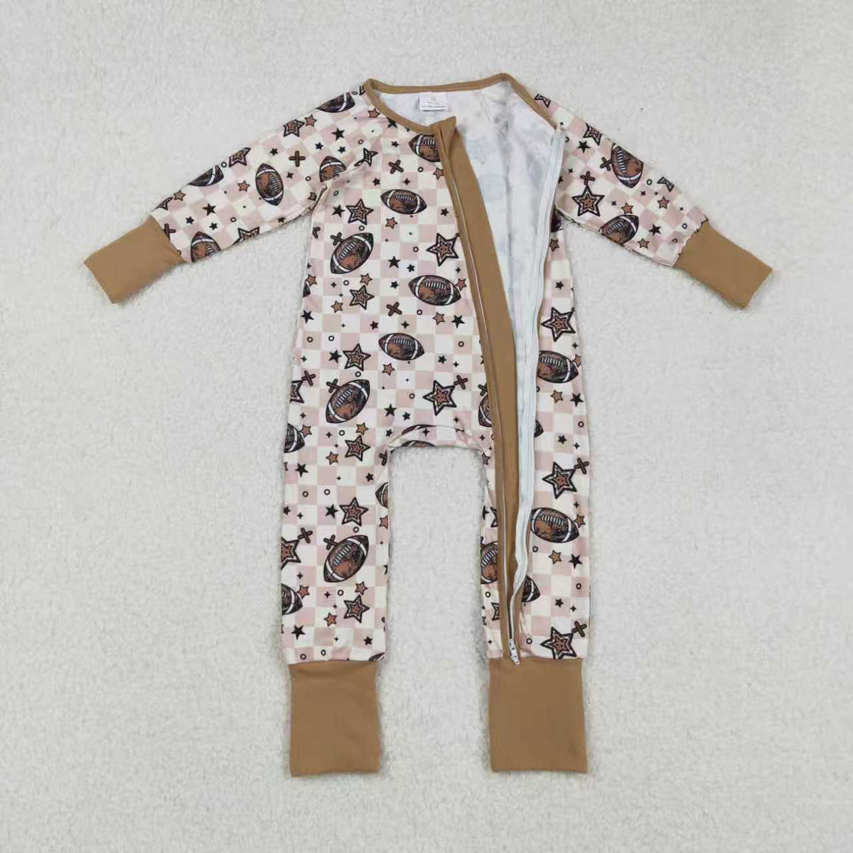 football star checkered romper/set RTS Sibling Clothes