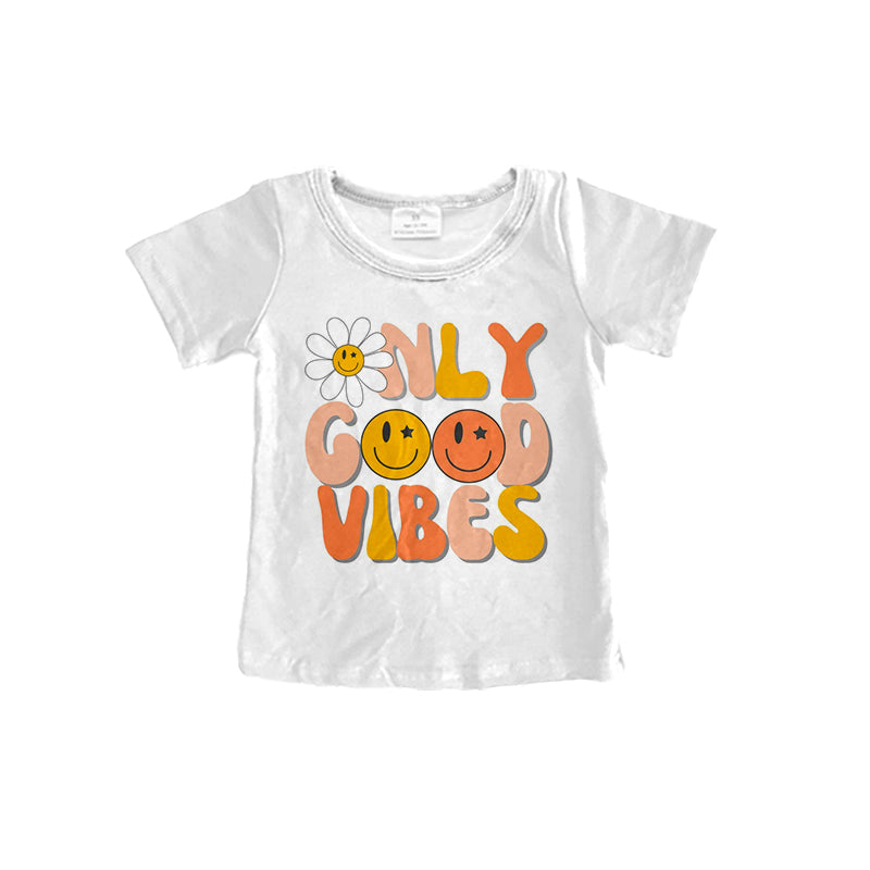 custom Only Good Smile Flower White Short Sleeve Kid T-shirt