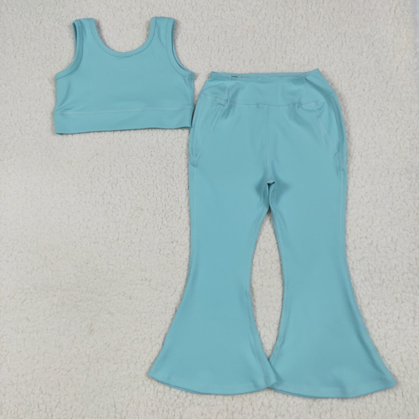 GSPO2004 yoga blue sleeveless pants girls set