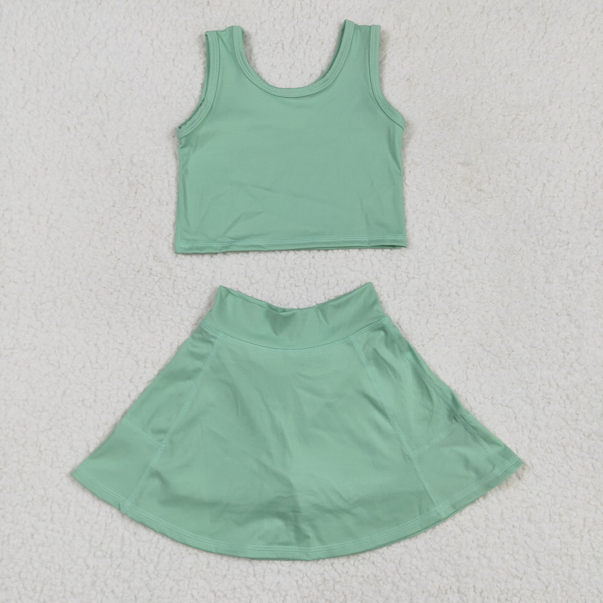 GSD1984 yoga green vest skirt with shorts girls set