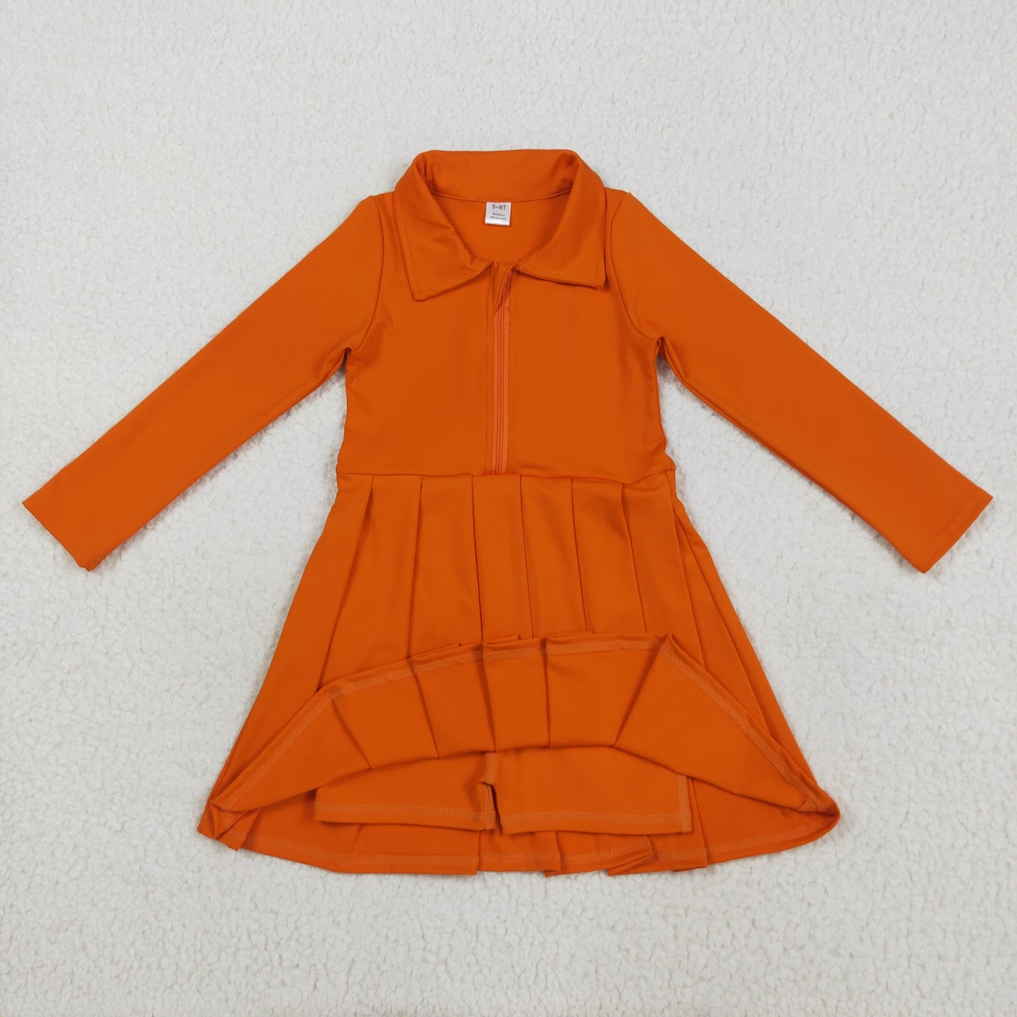 GLD1149 yoga orange zipper long sleeve girls dress
