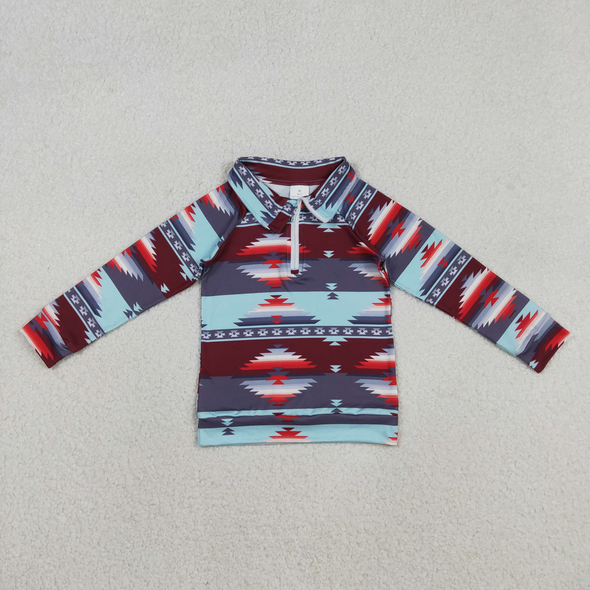 BT1467 Western Aztec zipper long sleeve boys top