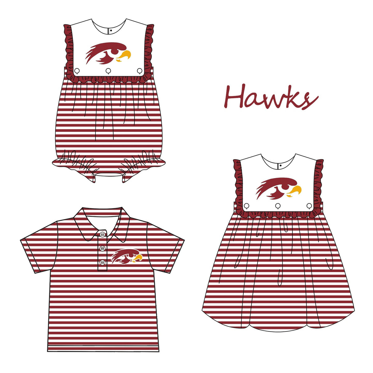 Custom Moq 3 Football Item Hawks Sibling Clothes