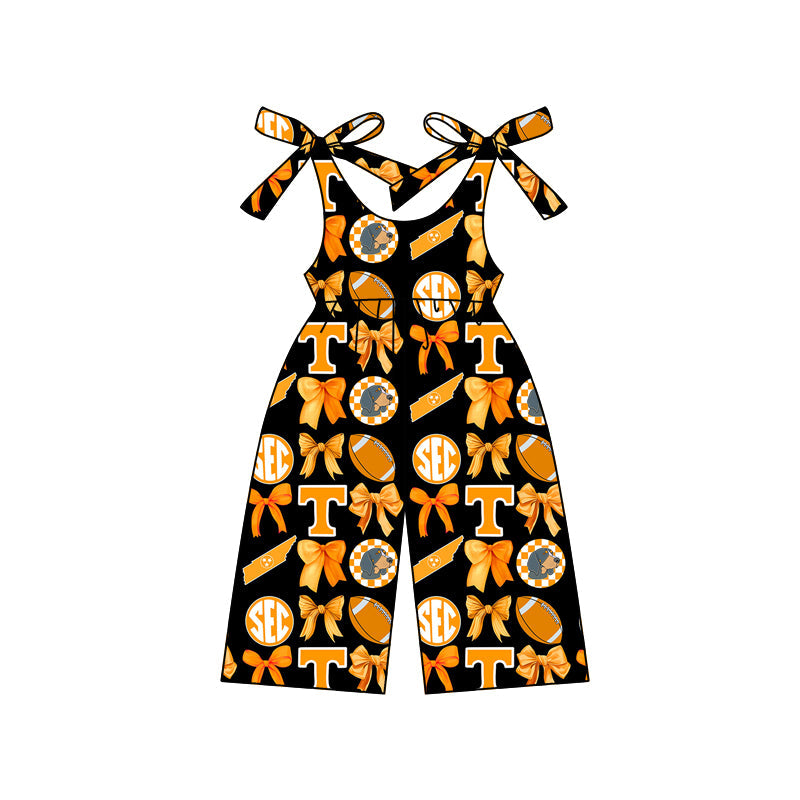 Cutom Moq 3 Football Team Tennessee Bows Girls Jumpsuits