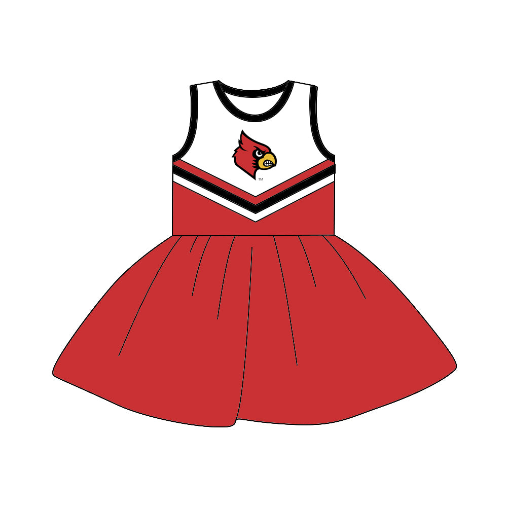 custom S 8.24 Red sleeveless cheerleader dress
