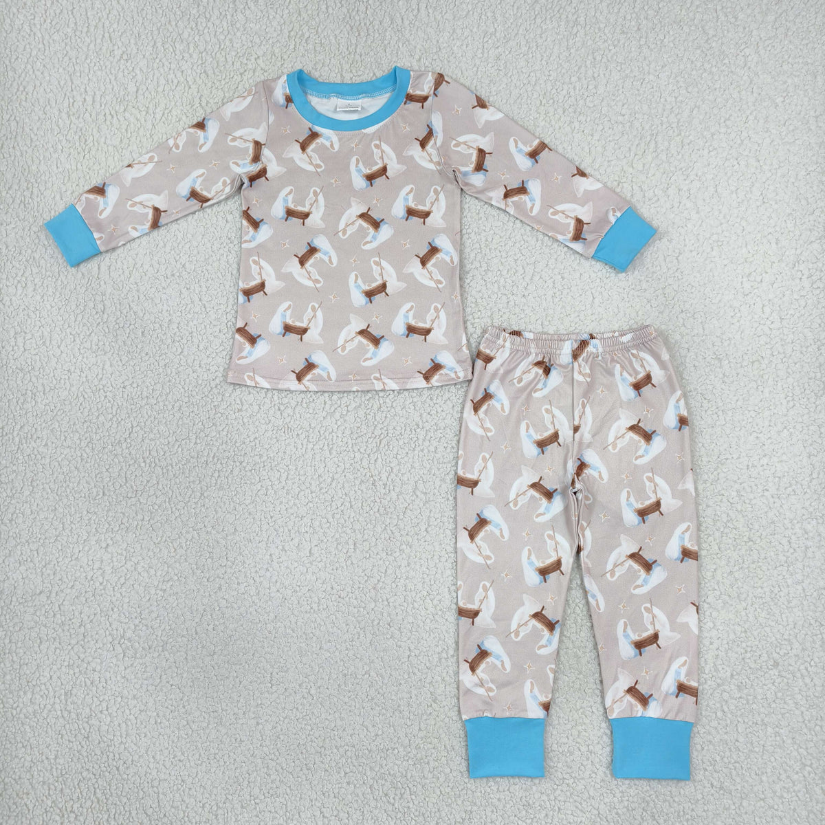 BLP1535 The Nativity Story Blue Long Sleeve Pants Boys Pajamas