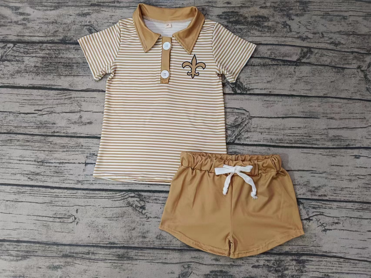 custom S 10.3 Yellow striped short sleeve pullover shorts boys set