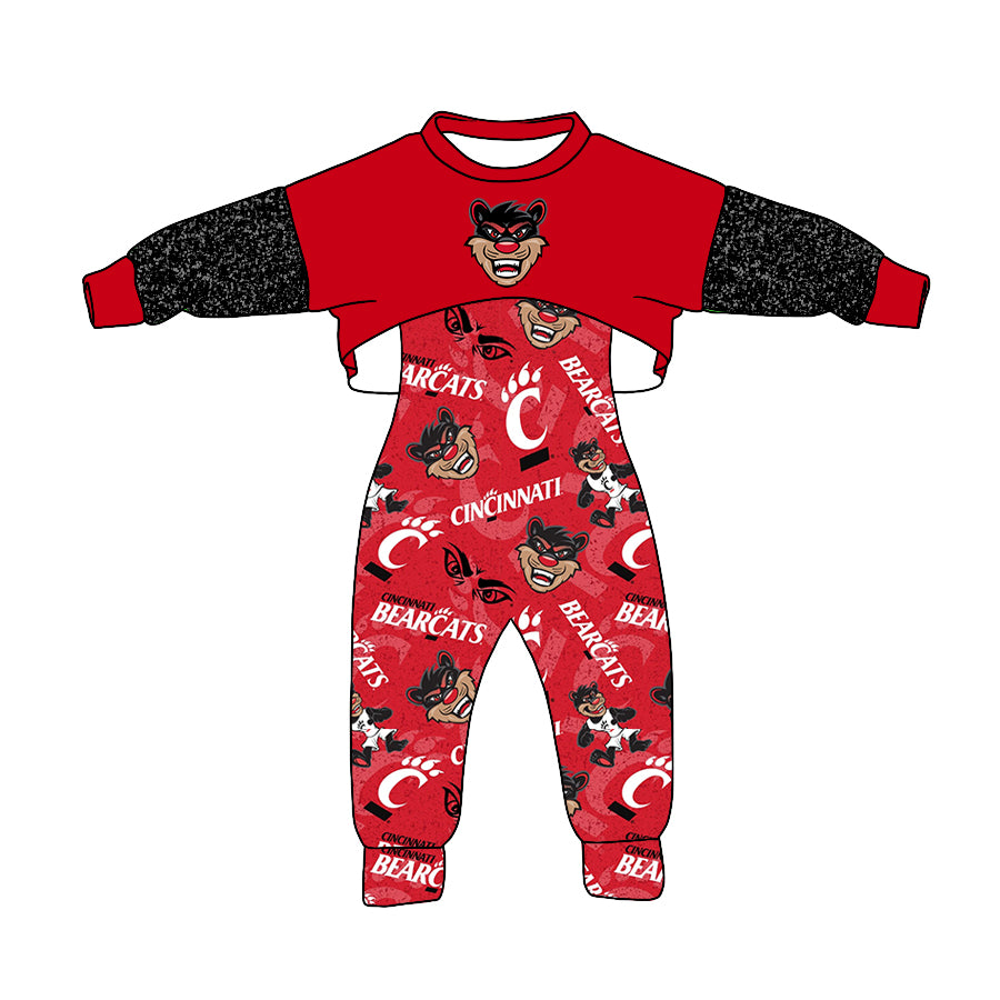 custom Red long sleeve jumpsuit set
