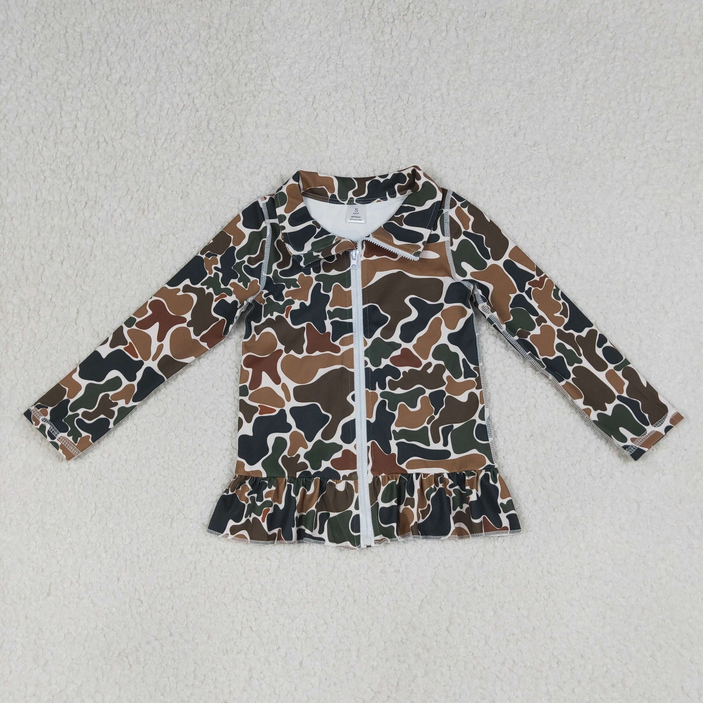 GT1315 Yoga Hunting Camo Zipper Long Sleeve Girls Coat