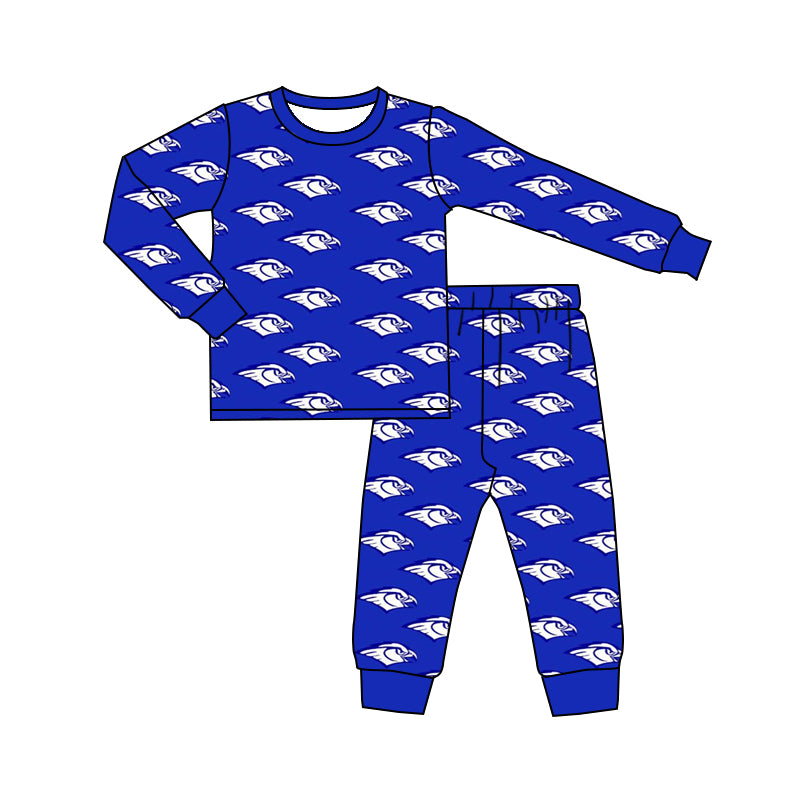 custom football team eagle navy blue long sleeve pants boys pajamas