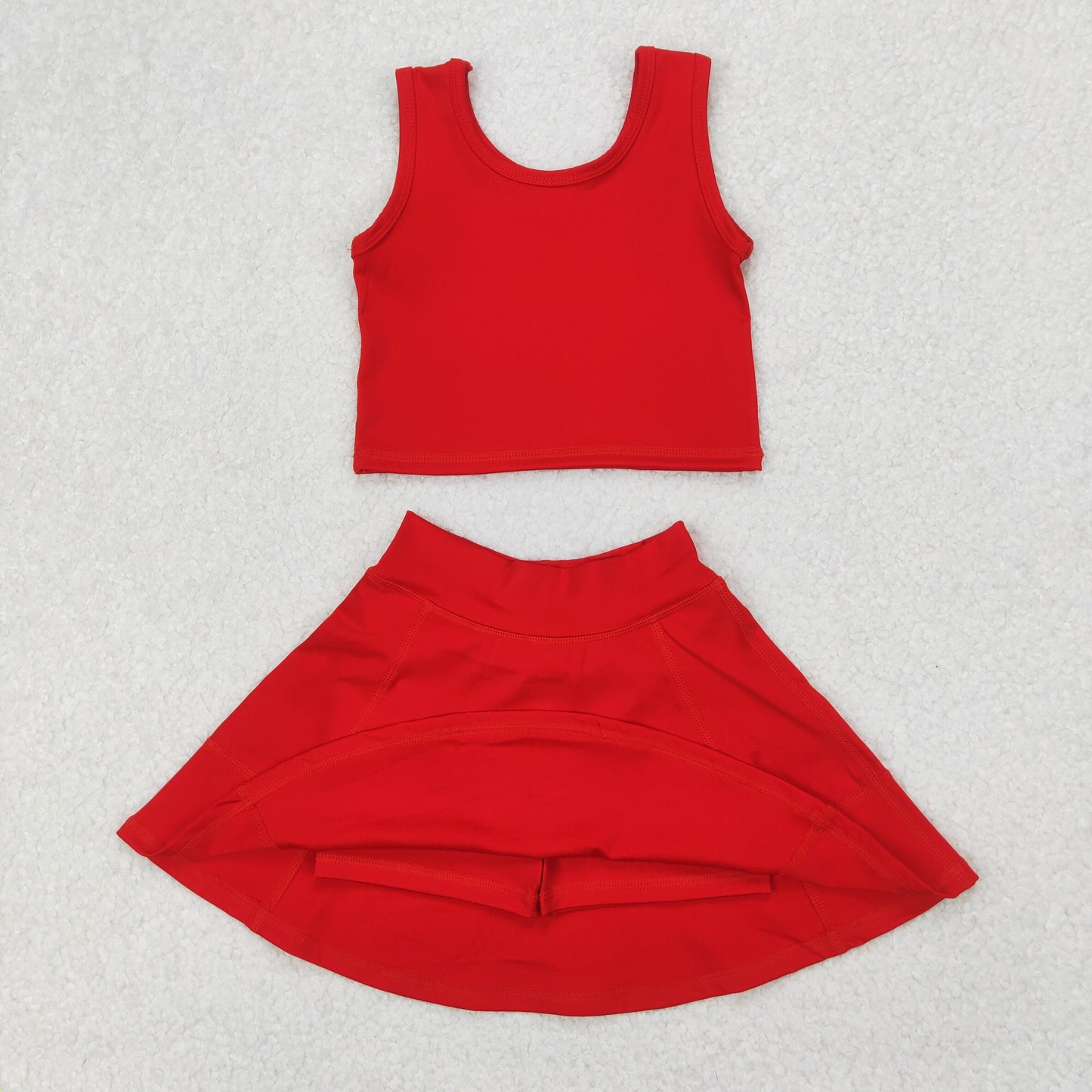 GSD1979 yoga red vest skirt with shorts girls set