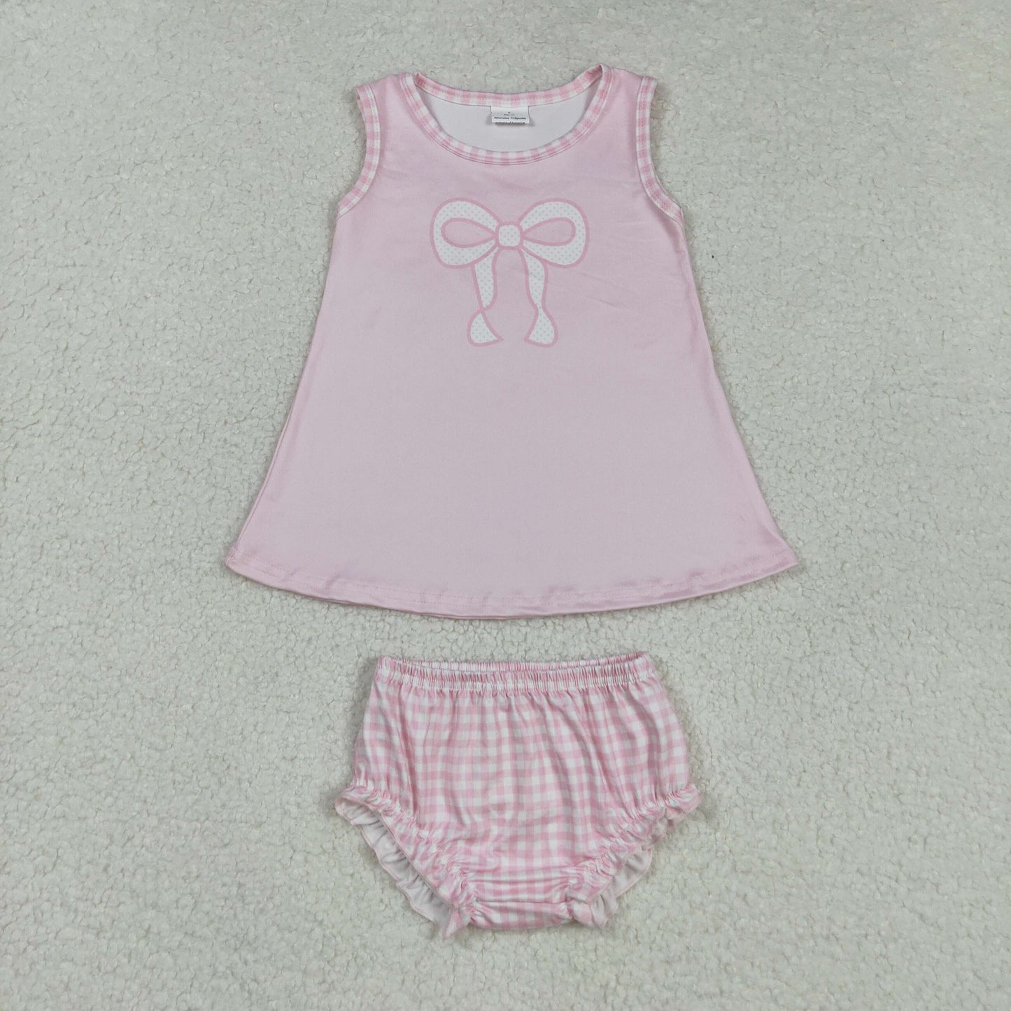 GBO0469 samples pink bows short sleeve girls bummies set