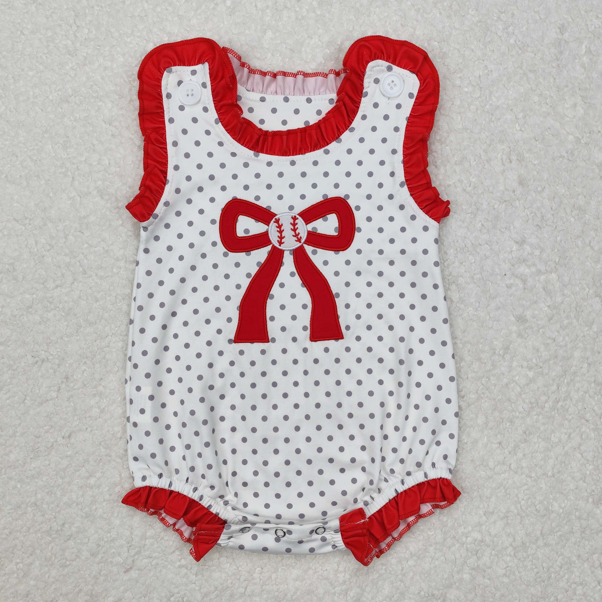 Embroidery Baseball Red Bow Dot RTS Sibling Clothes