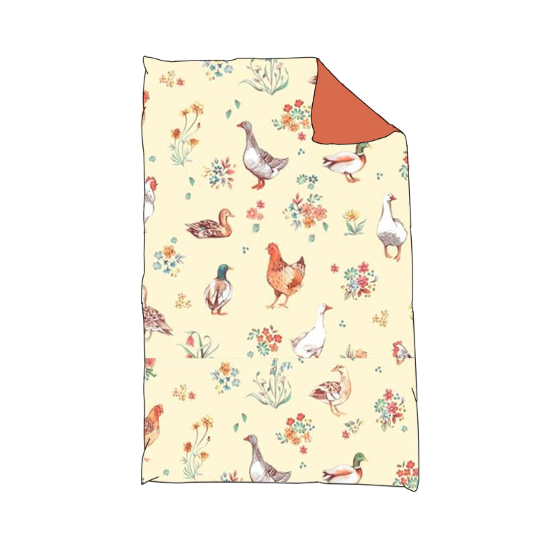 custom Farm Duck Cock Flowers baby blanket