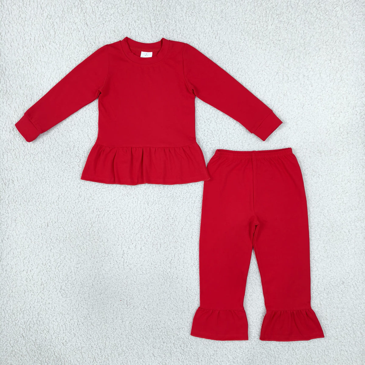 GLP3749 Cotton Red Long Sleeve Pants Girls Set