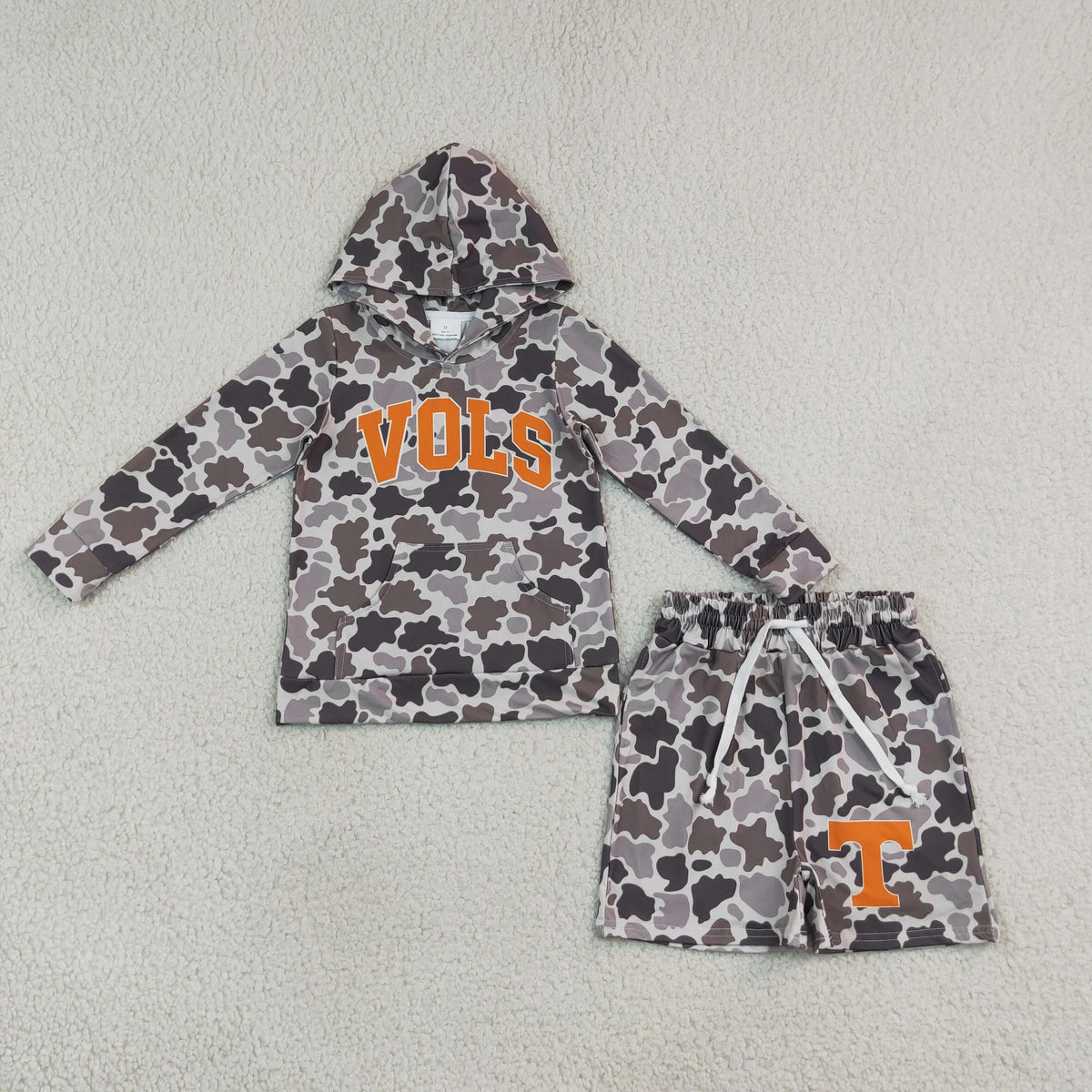 BLS0049 VOLS Camo Hoodie Long Sleeve Shorts Boys Set