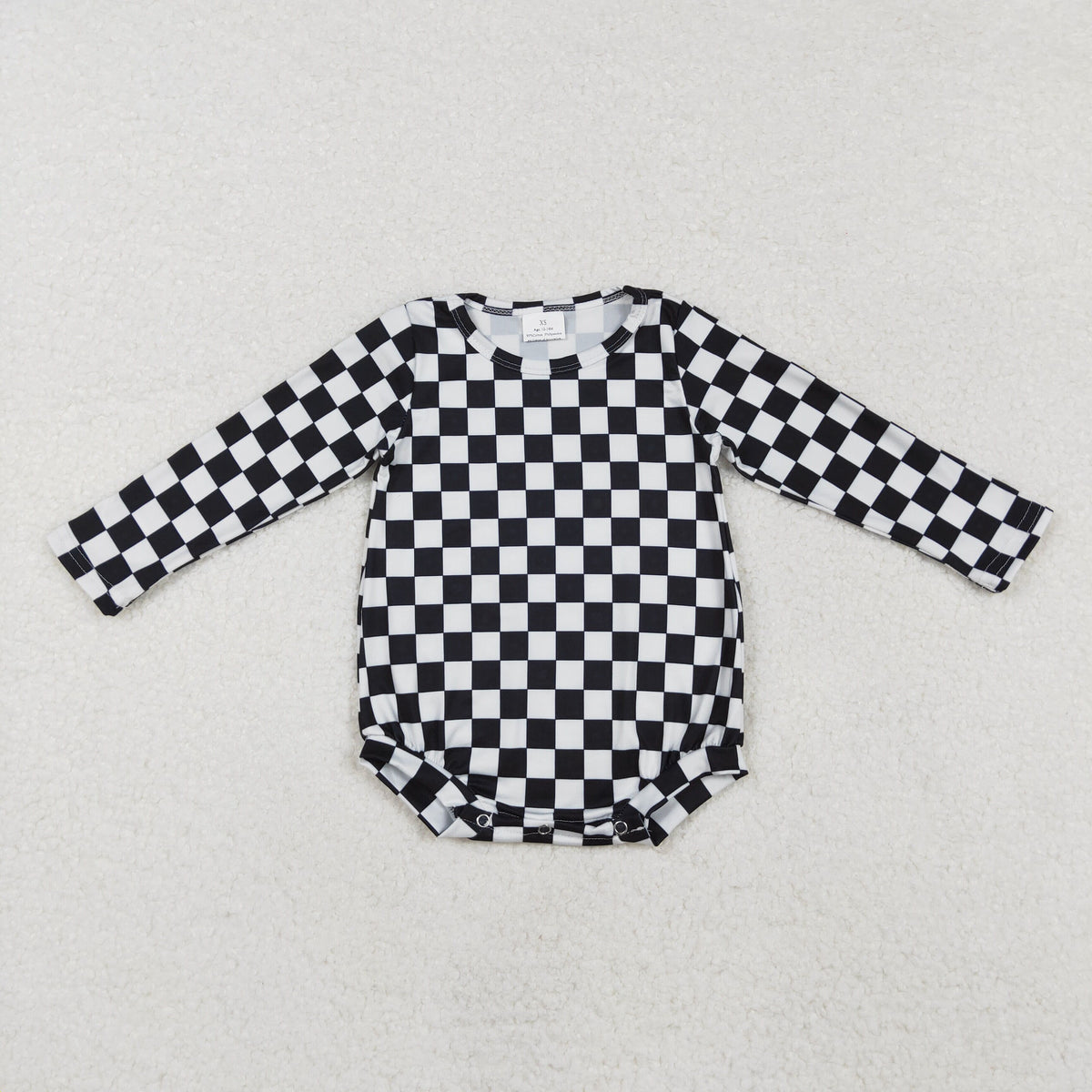 LR2121 black checkered long sleeve girls romper