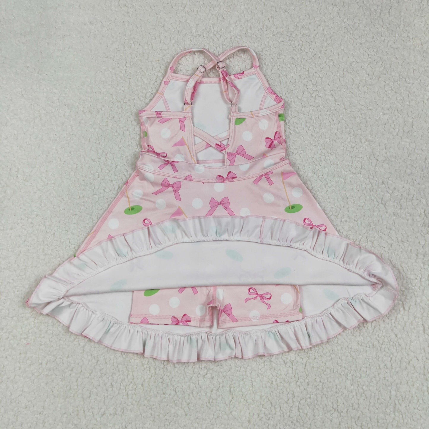 GSD2568 yoga golf pink bows girls dress with shorts