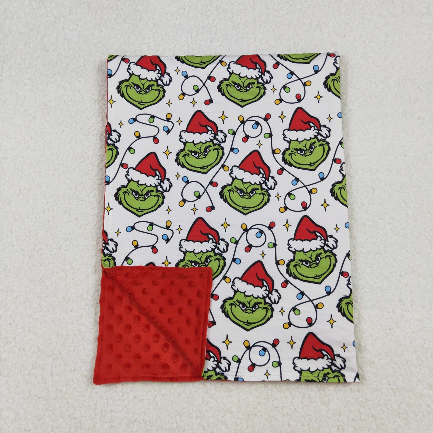 BL0222 Christmas green face light baby blanket