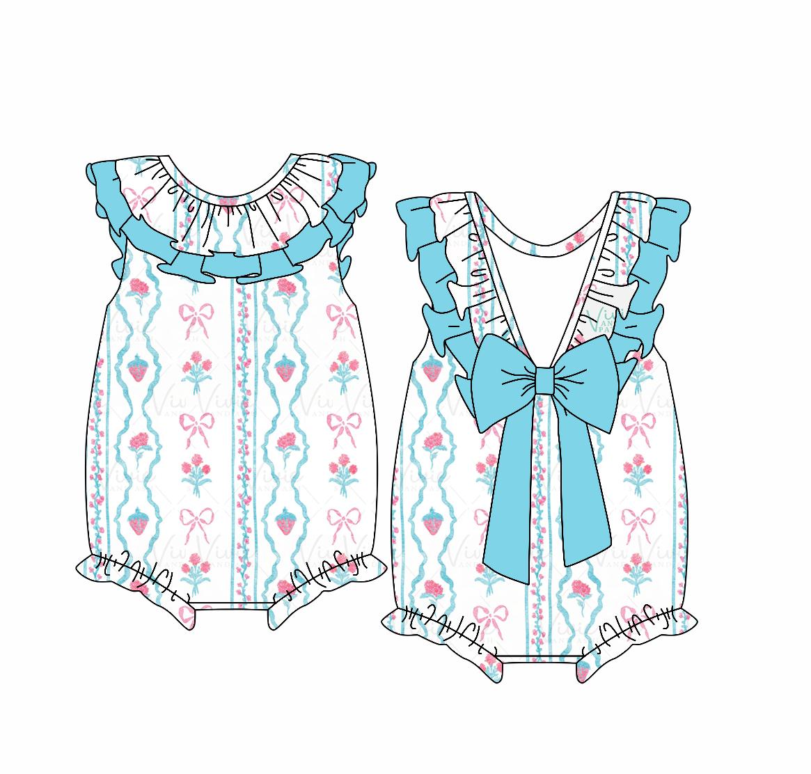 Custom Moq 3 Strawberry Flowers Bows Sibling Clothes