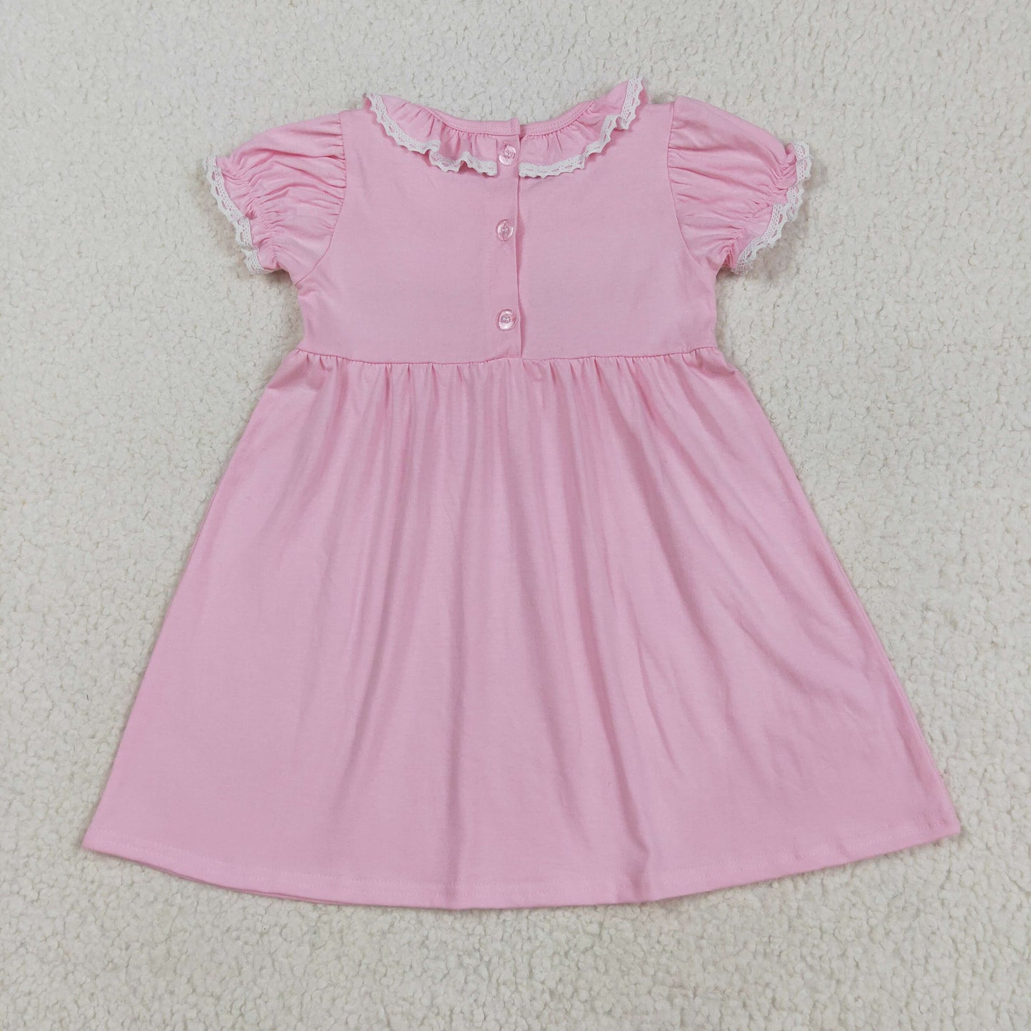embroidery GSD2718 cute coquette bows pink short sleeve girls dress
