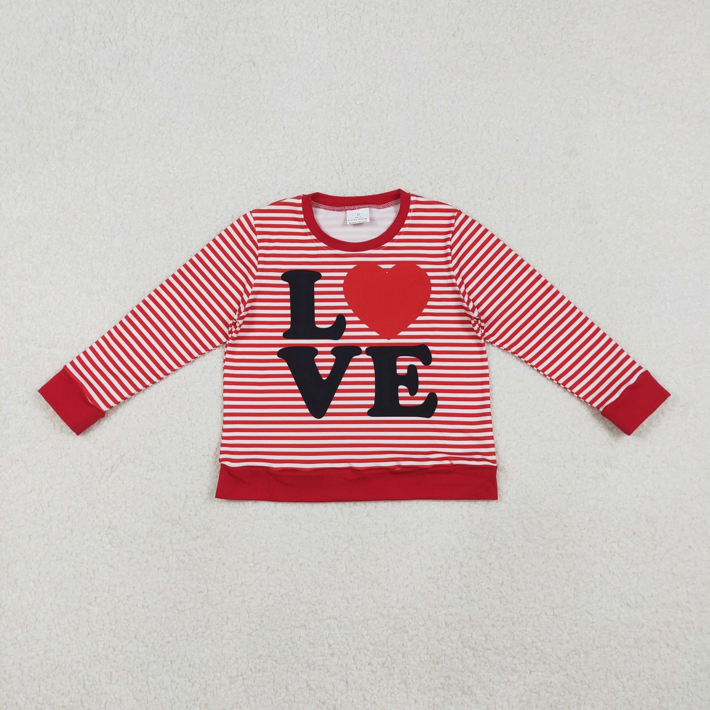 GT1235 Valentine's Day love red heart striped long sleeve girls top