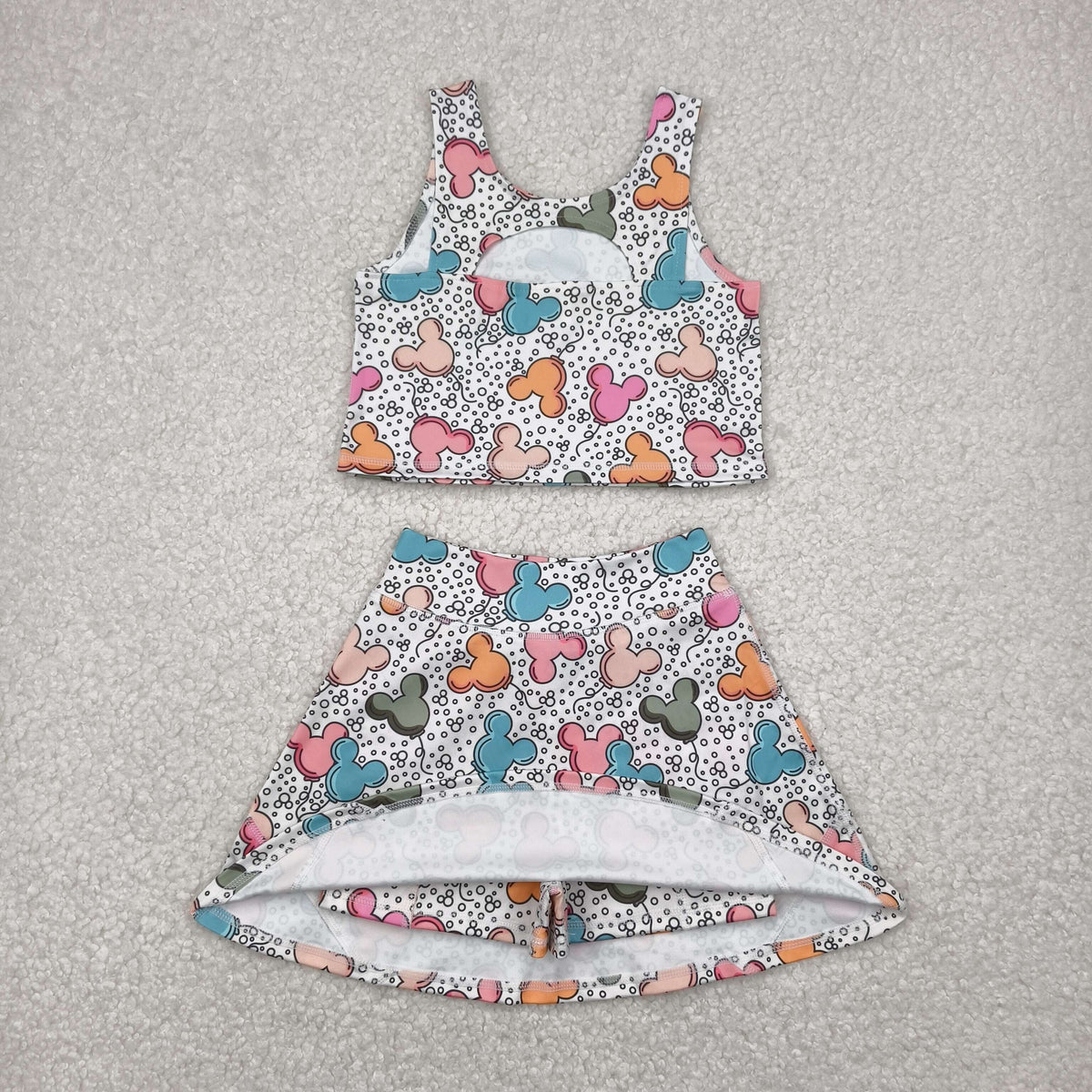 GSD2331 cartoon M balloon dot sleeveless skirt with shorts girls set
