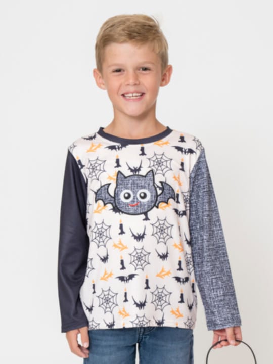 custom Halloween bat long sleeve boys top