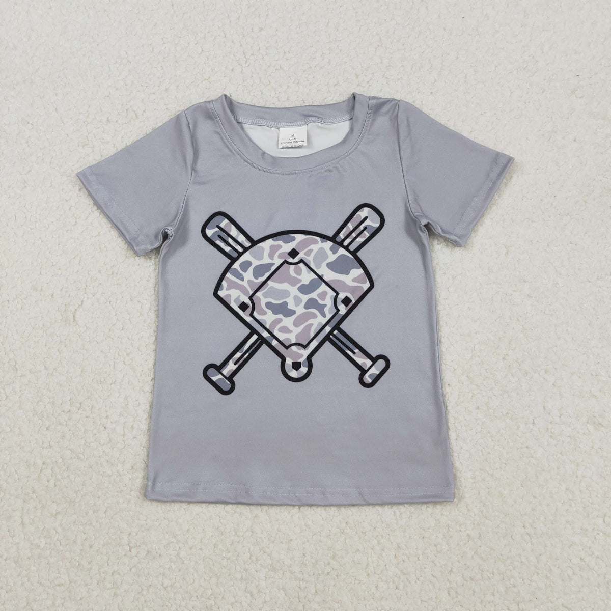 BT1421 hunting baseball camo short sleeve boys top