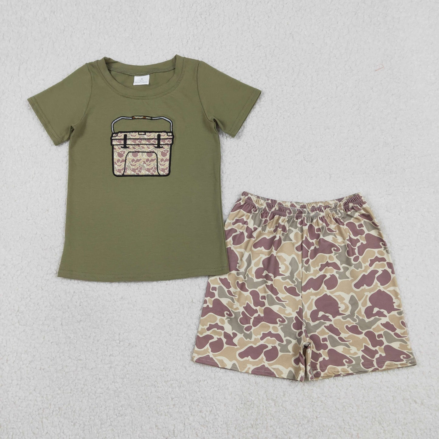 BSSO1767 Fishing Box Camo Short Sleeve Shorts Boys Set