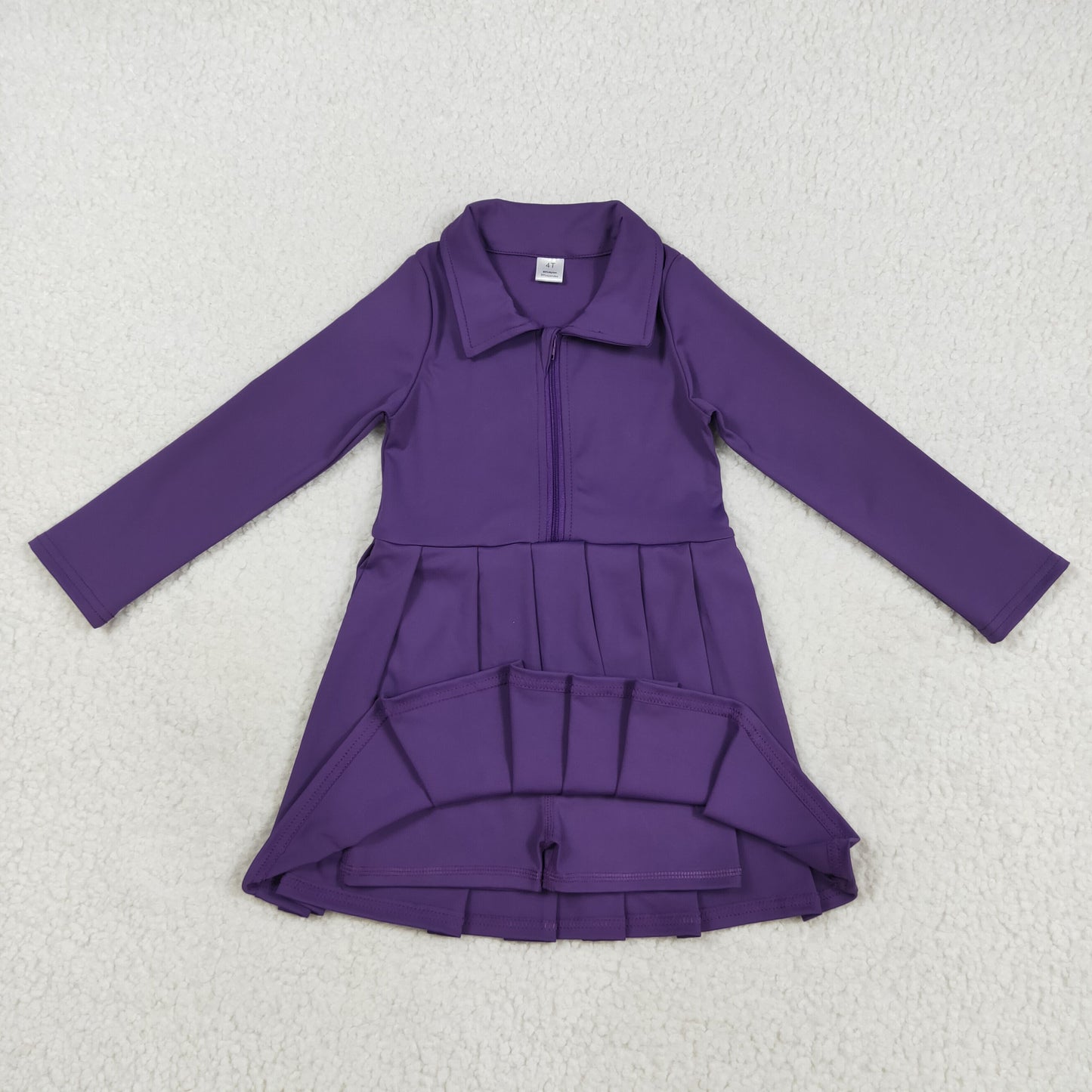 GLD1152 yoga purple zipper long sleeve girls dress