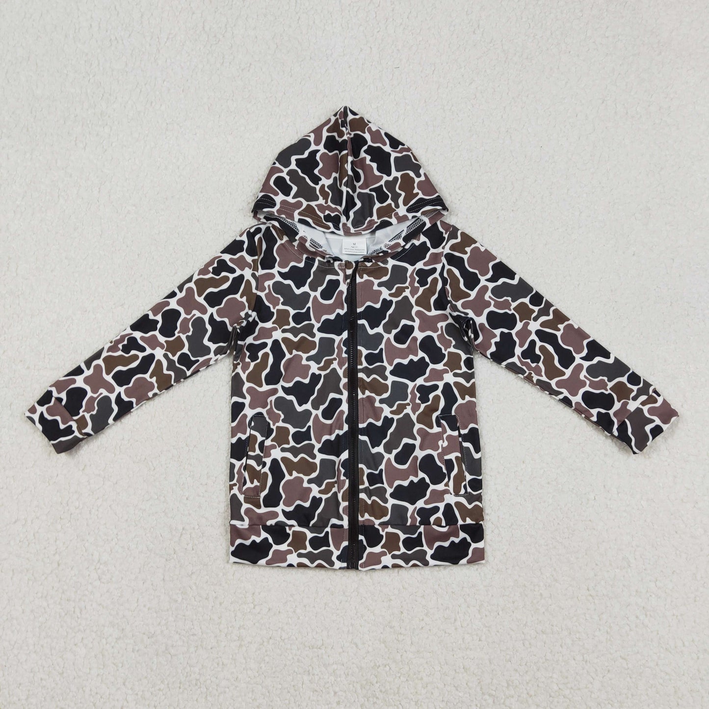 BT1382 hunting camo hoodie long sleeve zipper boys coat