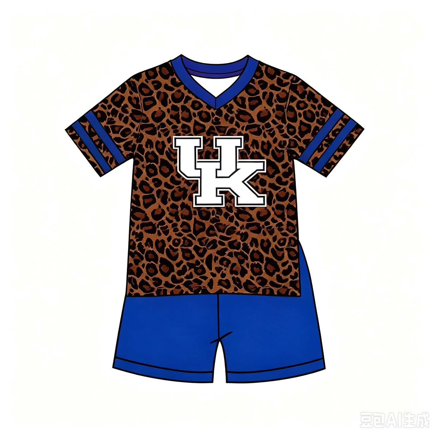 Custom Moq 5 UK Leopard Short Sleeve Blue Shorts Boys Set