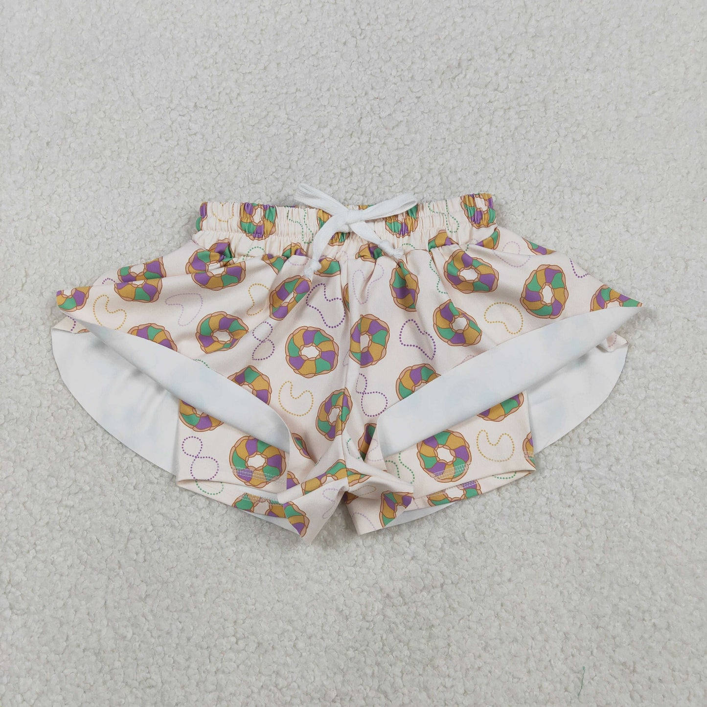 SS0683 yoga Mardi Gras dount girls shorts