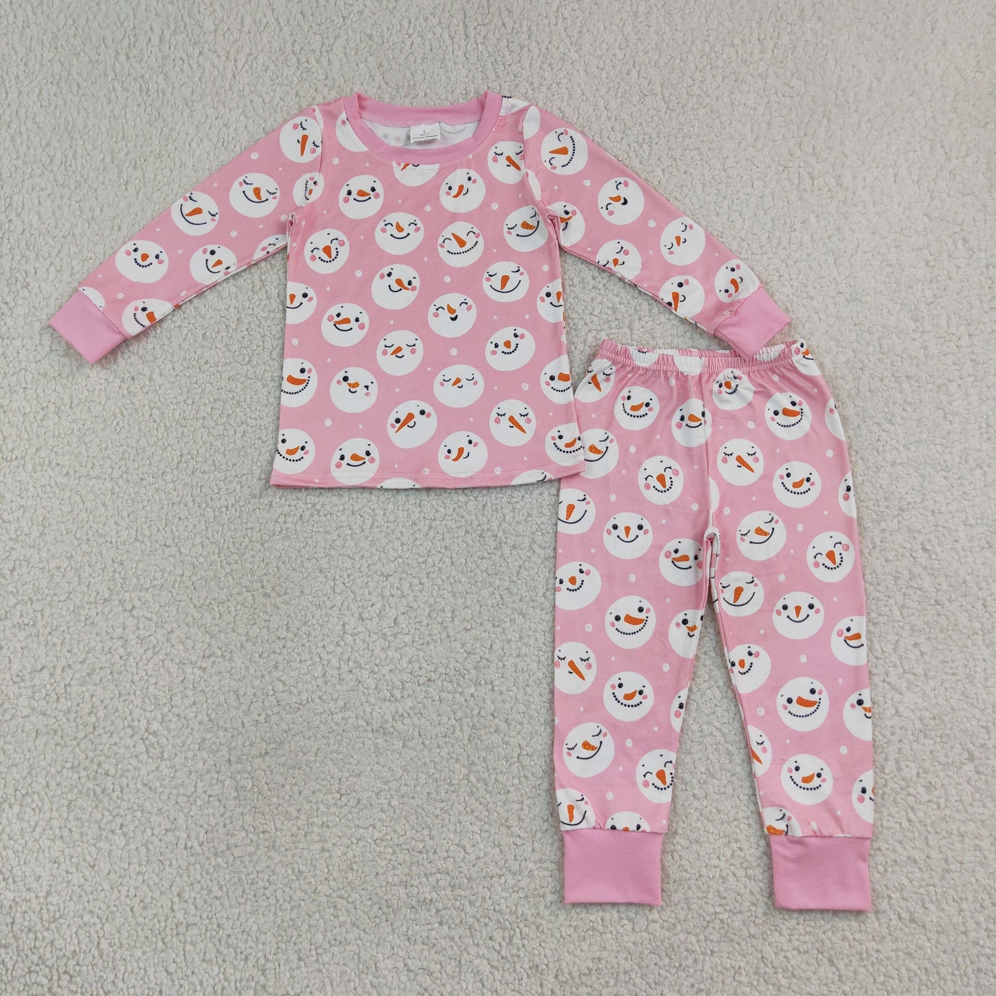 GLP3543 Christmas Santa Pink Long Sleeve Pants Girls Pajamas