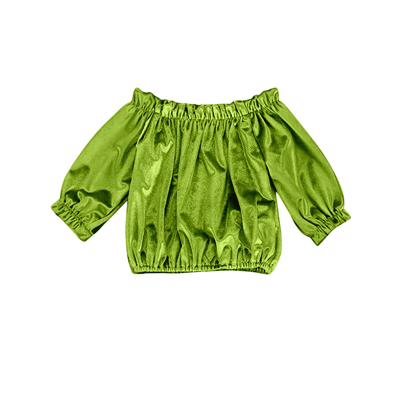 (pre order) GT0199 Green Velvet Girls Top